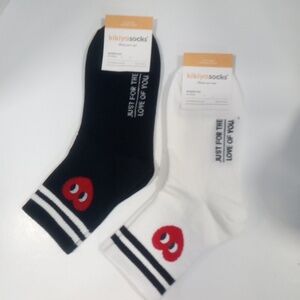 Kikiya Just For The Love Of You Black and White Heart Socks Women's Size 6-8